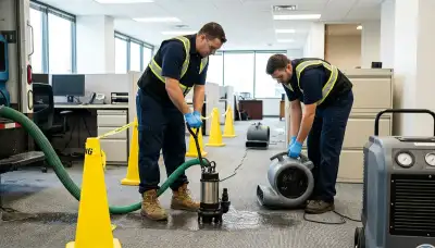 Commercial water damage restoration team in Eugene, OR drying flooded property and removing moisture