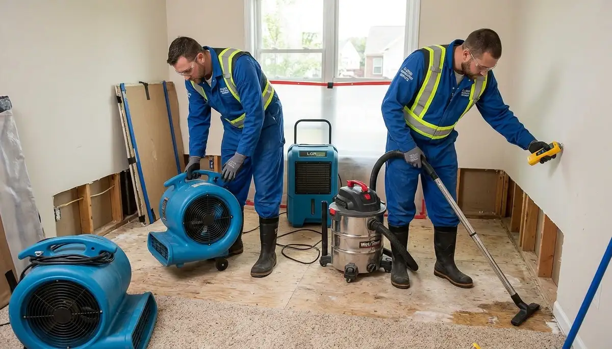 Flood damage cleanup team serving homes in Eugene, OR with 24/7 water extraction and restoration