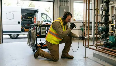 Leak detection technician inspecting hidden water damage in Eugene, OR home