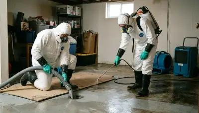 Sewer backup cleanup crew restoring a Eugene, OR home after wastewater damage