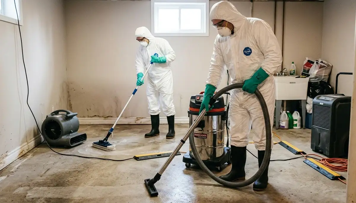 Sewer backup cleanup team restoring water-damaged home in Eugene, OR