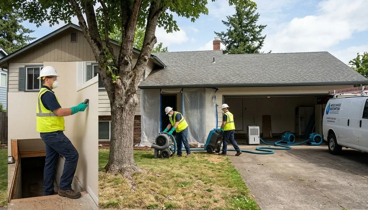Water damage restoration team serving Eugene, OR for emergency flood cleanup and moisture removal