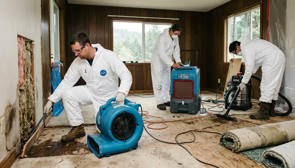 Water damage restoration team serving Eugene, OR, for emergency cleanup and drying