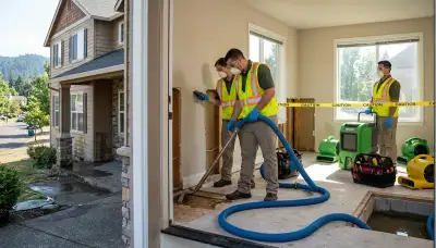 Water damage restoration team in Eugene, OR providing emergency water cleanup and drying services