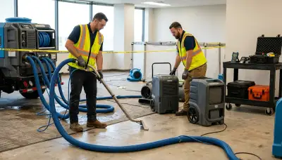 Water extraction equipment removing standing water in Eugene, OR home after flooding